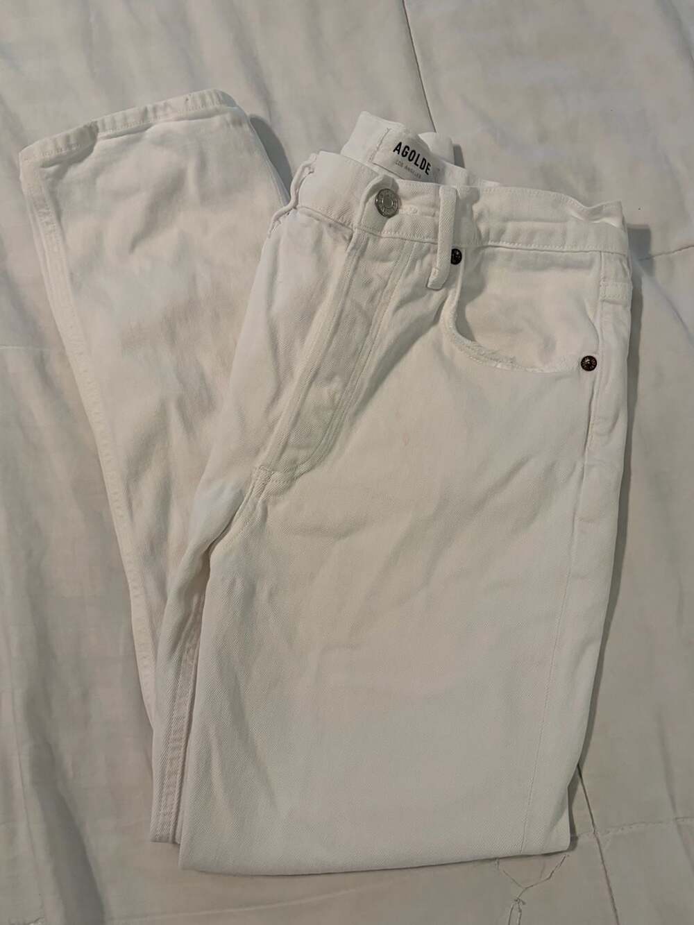 AGOLDE Riley High Rise Straight Crop Jeans in White Size 26